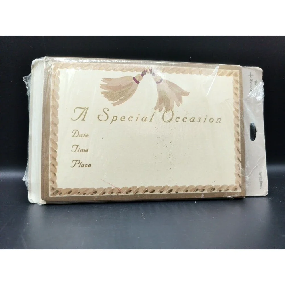 Vintage Hallmark Party 8 Invitations Birthday Anniversary VTG New Gold Special